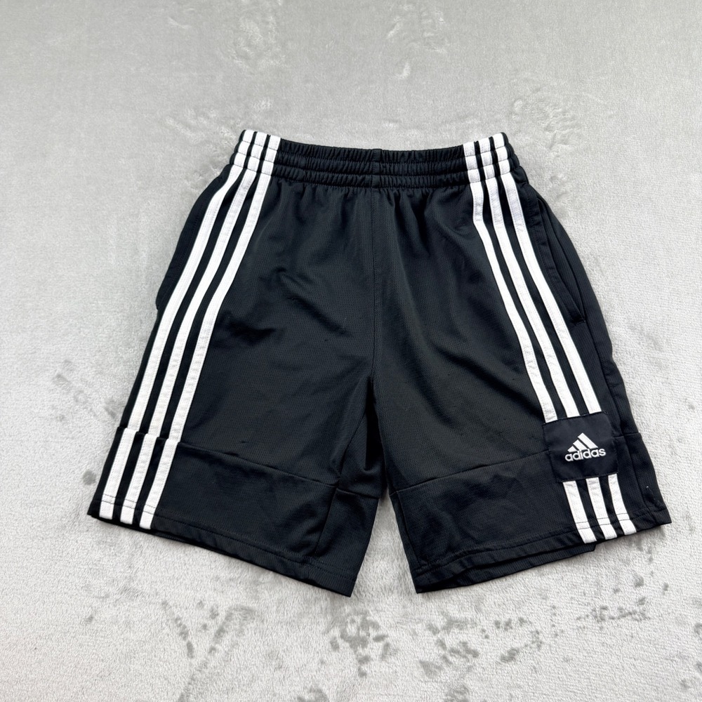 Adidas‎ Boys Black White 3-Stripe Athletic Shorts Size 10/12 AH5503